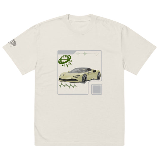 Worldwide Green Motor Oversized faded t-shirt w/ right sleeve side print